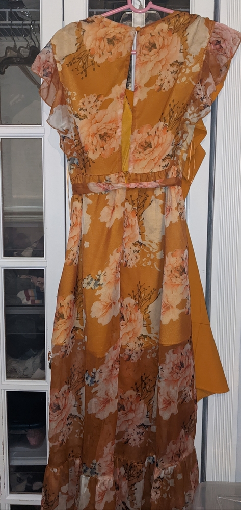 Beautiful floral boho mustard dress